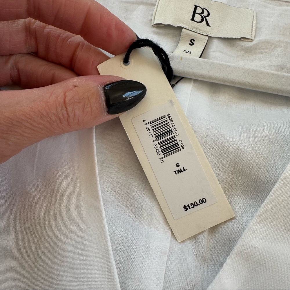 Banana Republic White Livia Poplin Mini Dress Bubble Puff Sleeve S Tall NEW $150 - Picture 7 of 13